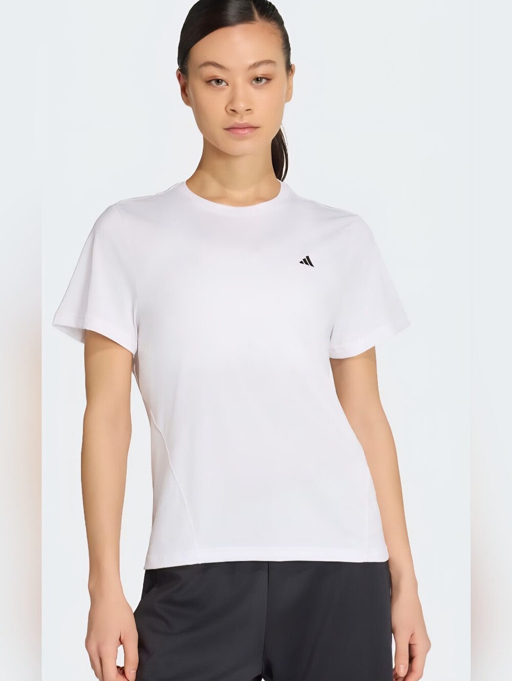 adidas White Short-Sleeve Performance Tee with Black Logo